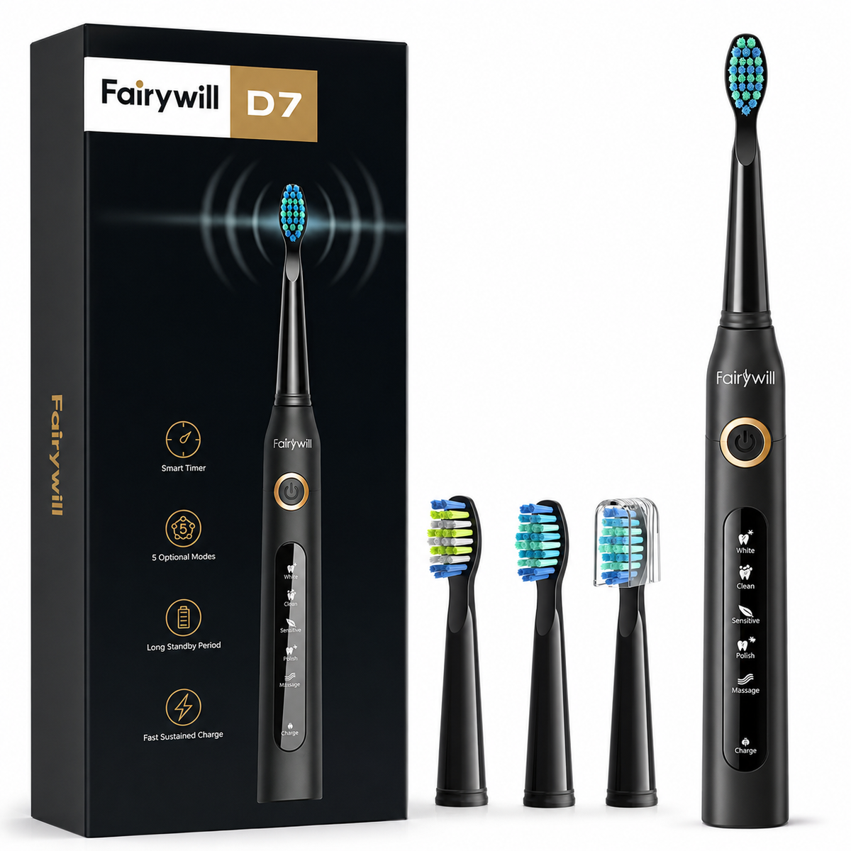 Fairywill Sonic Electric Toothbrush with Replacement Heads