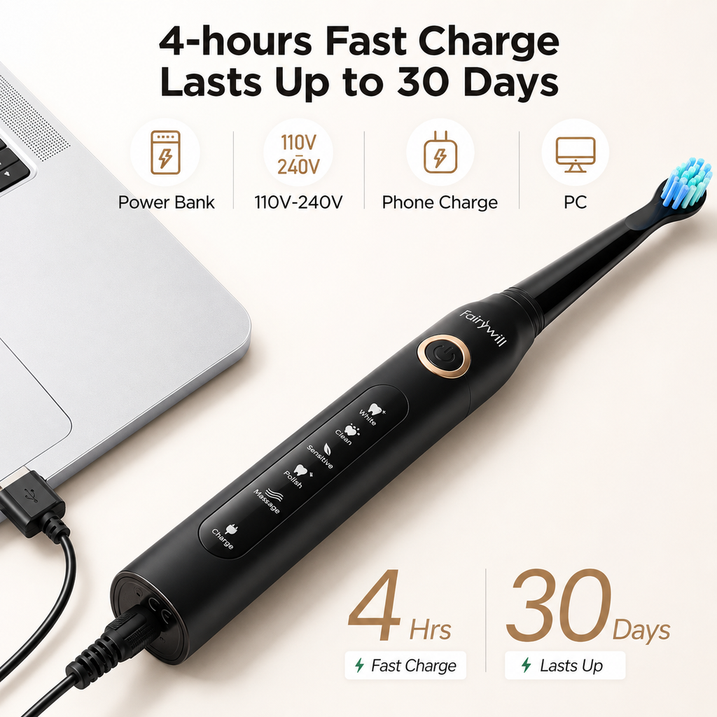 Fairywill Sonic Electric Toothbrush with Replacement Heads